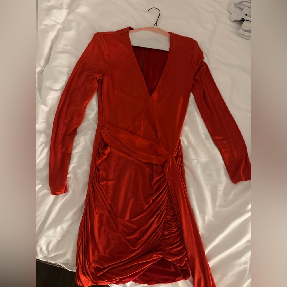 Alice + Olivia Vibrant Red Long Sleeve Dress